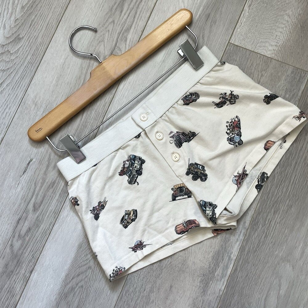 Brandy Melville Shorts car print boxer womens Cream (one size) loungewear casual